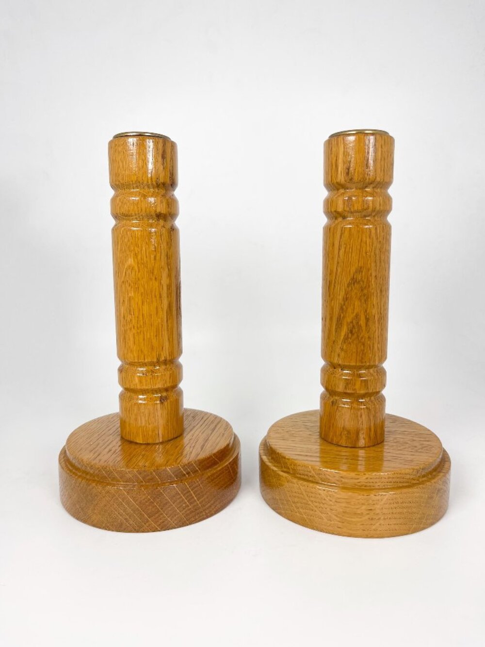 Handmade set of tall wooden tapered candle holders